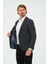 Erkek Slim Fit Blazer Ceket Lacivert Desenli 3