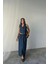 Tencel Yelek - Yırtmaçlı Etek Takım - Indigo 1