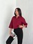 Crop Yakalı Gömlek Üç Çeyrek Sleeve Kol - Bordo 1