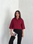 Crop Yakalı Gömlek Üç Çeyrek Sleeve Kol - Bordo 3
