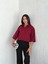 Crop Yakalı Gömlek Üç Çeyrek Sleeve Kol - Bordo 4