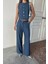 Tencel Kolsuz Gömlek - Pantolon Takım - Indigo 2