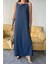 Tencel Kolsuz Salaş Elbise - Indigo 2