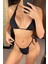 Kadın Siyah Yandan Bağlamalı Tangalı Üçgen Bikini Mayo Takımı 4