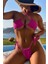 Kadın Fuşya Yandan Bağlamalı Tangalı Üçgen Bikini Mayo Takımı 1