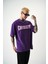 Erkek Chemistry Baskılı Yıkamalı Oversize T-Shirt Mor 2