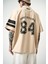 Erkek 84 Zone Baskılı Oversize T-Shirt Bej 4