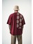Erkek Paisley Baskılı Yıkamalı Oversize T-Shirt Bordo 1