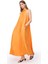 Turuncu Decisive Rahat Kalıp Diz Altı Elbise 1