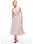 Pembe Violet Regular Fit Ekoseli Midi Boy Elbise 2