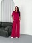Osy Modal Yumuşak Dokulu Kumaş Bisiklet Yaka T-Shirt Bol Paça Pantalon Ikili Takım -Bordo 4