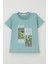 Erkek Çocuk Tişört Güçlü Dinozor Baskılı 1.5-5 Yaş, Su Yeşili 1