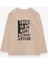 Erkek Çocuk Uzun Kollu Tişört Yazı Baskılı 6-12 Yaş, Bej 4