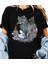 Çiçek Kedi Baskılı Özel Tasarım Oversize Tshirt 1