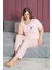 Büyük Beden Yaprak Desenli Kısa Kollu Pijama Takımı 2