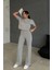 Modal Kumaş Yüksek Bel Pantolon Crop & Pantolon Takım 2