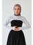 Beyaz Bisiklet Parmaklı Tesettür Boyunluk | Uzun Kollu Kolluklu Body Bluz Bolero Rahat Tasarım 3