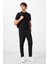 Siyah Standart Fit Dokuma Hafif Esnek Chino Erkek Pantolon - 82180 1
