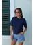 Lacivert Vatkalı Basic Tshirt 3