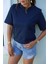 Lacivert Vatkalı Basic Tshirt 4