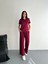 Osy Modal Yumuşak Dokulu Kumaş Kısa Kollu Yakalı T-Shirt Pantalon Ikili Takım- Bordo 4