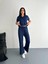 Osy Modal Yumuşak Dokulu Kumaş Kısa Kollu Yakalı T-Shirt Pantalon Ikili Takım- Lacivert 4