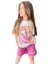 Kız Çocuk Üzeri Digital Bebek ve At Baskılı Yazı Detaylı T-Shirt Mor Şortlu Takım 5