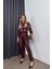 Bordo Mumlu Yüksek Bel Skinny Pantolon 1