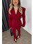 Bordo Özel Tasarım Kuşaklı Blazer Ceket Pantolon Takım 3