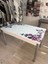 Yanlardan Açılır Büyüyen Kelebek Cam Mutfak Masası 80 cm x 130 cm Lila Gül 4
