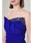 Saks Mavi Straplez Drapeli Abiye 5250 5