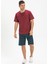 Kısa Kol Şile Bezi Zımbalı Erkek Tshirt Koyu Bordo 3068 3