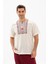 Kısa Kol Şile Bezi Bisiklet Yaka Bahriyeli Erkek Yazlık T-shirt Krem Krm 3