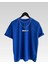 Yeni Sezon Unisex Brooklyn Baskılı Mavi Bisiklet Yaka Pamuklu T-Shirt 1