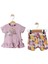 Kız Bebek Lila Best Flowers Baskılı Renkli Şortlu 2'li Takım - 1014298 1