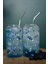 Pinterest Bardak Blueberry Desenli Isıya Dayanıklı Borosilikat 2 Adet Cam Pipetli Sunum Bardağı 3