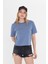 Kadın Mavi Yuvarlak Yaka Regular Fit Normal Kesim T-Shirt Tişört 1