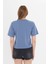 Kadın Mavi Yuvarlak Yaka Regular Fit Normal Kesim T-Shirt Tişört 4