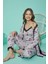 Askılı Dantel Detaylı Sabahlıklı 3'lü Pijama Takımı 1