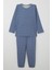 Erkek Çocuk Pijama Takımı Kare Desenli 4-8 Yaş, Mavi 1