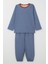 Erkek Çocuk Pijama Takımı Kare Desenli 1-3 Yaş, Mavi 1