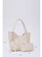 Krem SHK108 Çıtçıtlı Suni Deri Cüzdanlı Makyaj Çantalı Kadın El ve Omuz Çantası U:25 E:38 G:15 cm 2