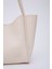 Krem SHK108 Çıtçıtlı Suni Deri Cüzdanlı Makyaj Çantalı Kadın El ve Omuz Çantası U:25 E:38 G:15 cm 5