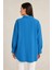 Gofre Kumaş Rahat Kesim Kadın Gömlek Mavi 2