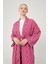 Fuşya Desenli Keten Kuşak Bağlamalı Kimono Takım 3