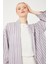 Lila Çizgili Desen Kimono Takım 5