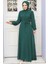 Düğme Detaylı Yeşil Tesettür Elbise 2703Y 1
