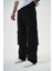 Erkek Washed Paraşüt Kargo Baggy Pantolon Siyah 2