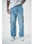 Erkek Washed Kargo Baggy Pantolon Mavi 1
