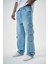 Erkek Washed Kargo Baggy Pantolon Mavi 2